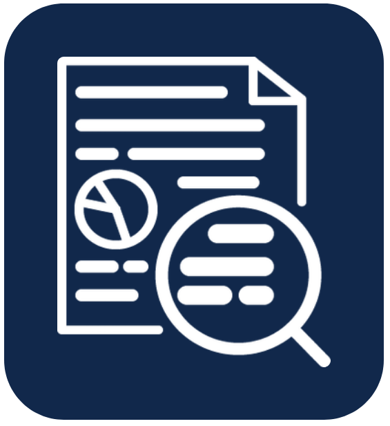 Image of document with a magnifying class enlarging lines of text